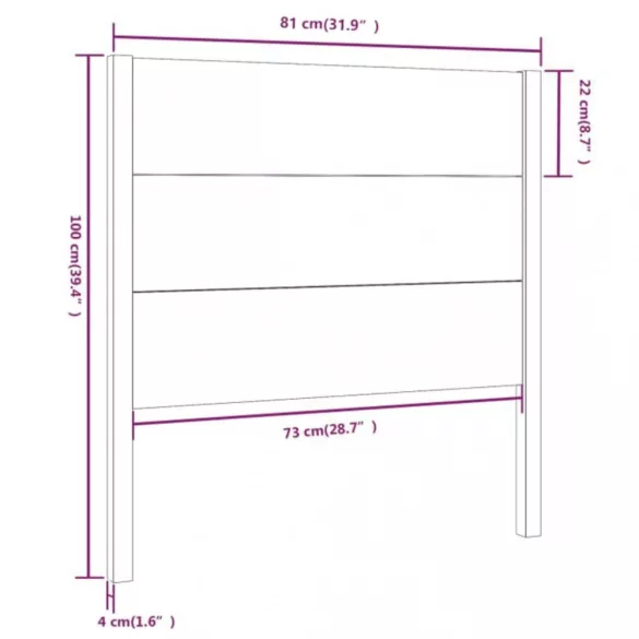 tömör fenyőfa fejtámla 81 x 4 x 100 cm