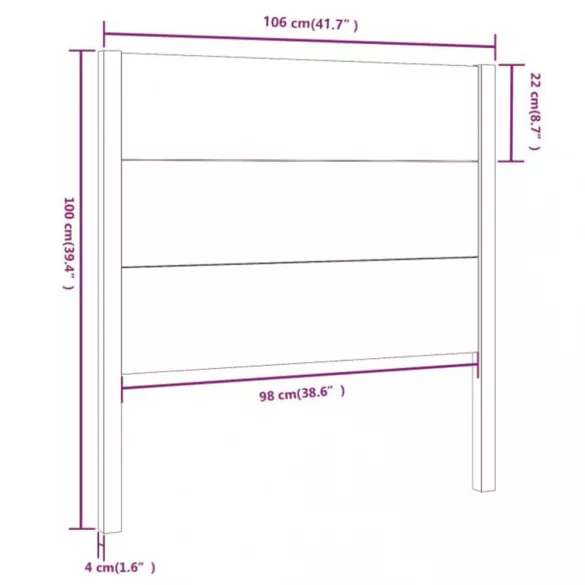 mézbarna tömör fenyőfa fejtámla 106 x 4 x 100 cm