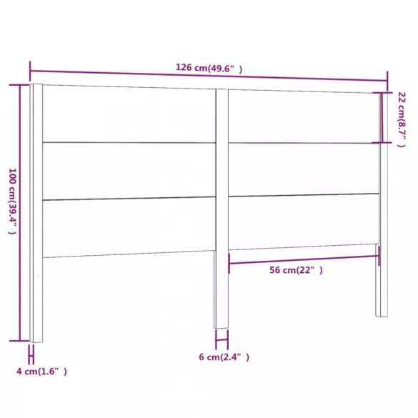 mézbarna tömör fenyőfa fejtámla 126 x 4 x 100 cm