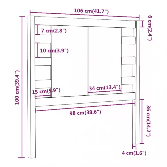 mézbarna tömör fenyőfa fejtámla 106 x 4 x 100 cm