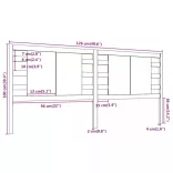mézbarna tömör fenyőfa fejtámla 126 x 4 x 100 cm