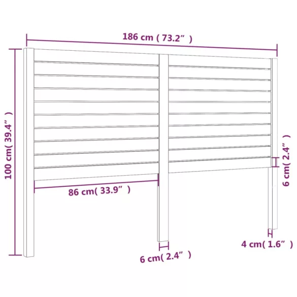 tömör fenyőfa ágyfejtámla 186x4x100 cm