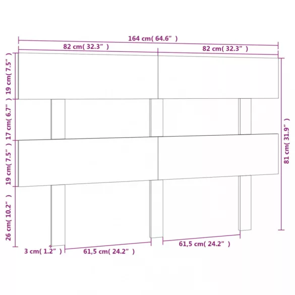 tömör fenyőfa ágyfejtámla 164x3x81 cm