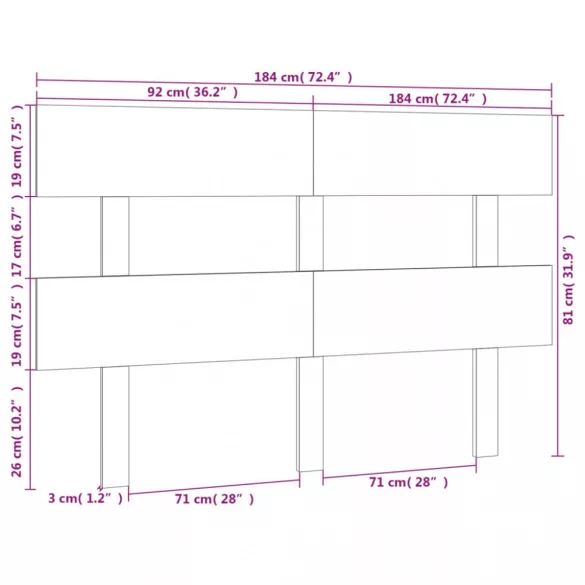 tömör fenyőfa ágyfejtámla 184x3x81 cm
