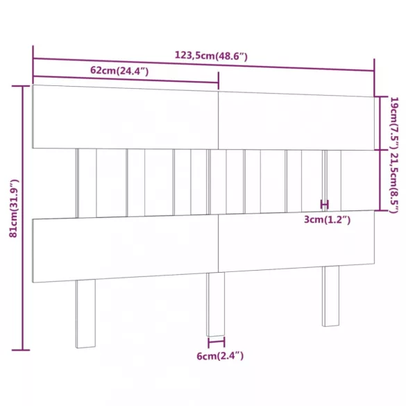 tömör fenyőfa ágyfejtámla 123,5x3x81 cm