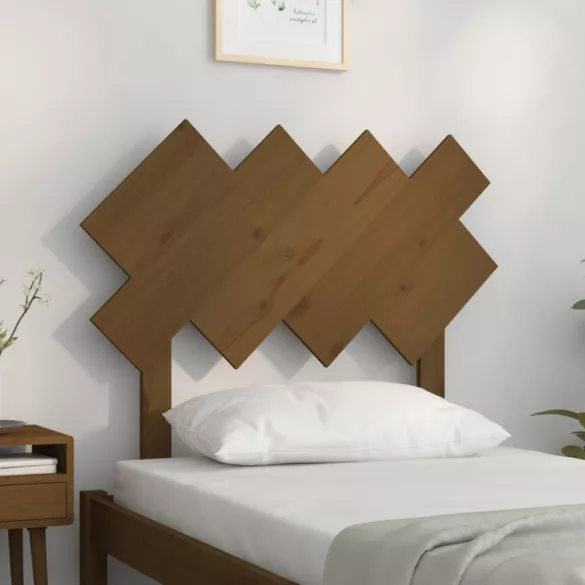 mézbarna tömör fenyőfa ágyfejtámla 92x3x81 cm