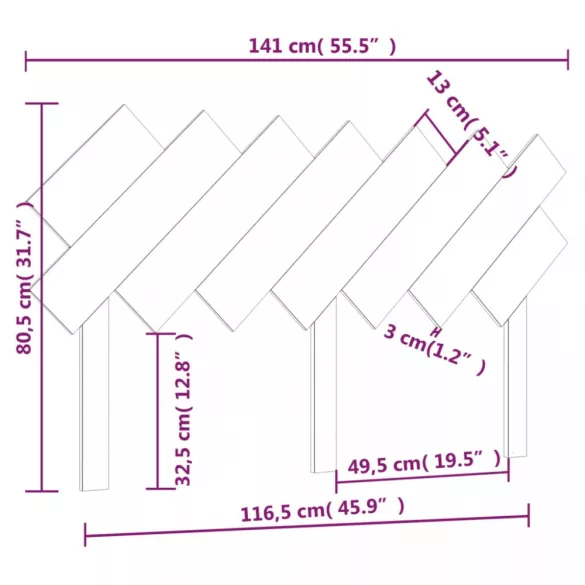 szürke tömör fenyőfa ágyfejtámla 141x3x80,5 cm