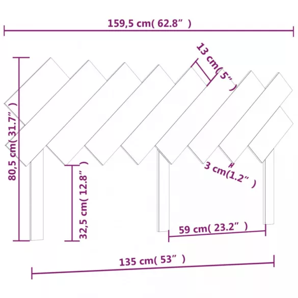 szürke tömör fenyőfa ágyfejtámla 159,5x3x80,5 cm