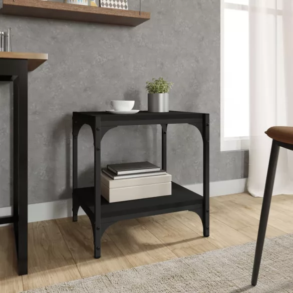 fekete szerelt fa és acél TV-szekrény 40x33x41 cm