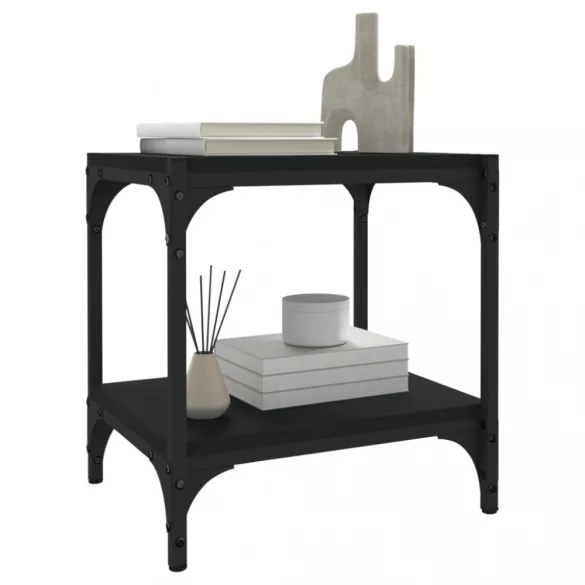 fekete szerelt fa és acél TV-szekrény 40x33x41 cm