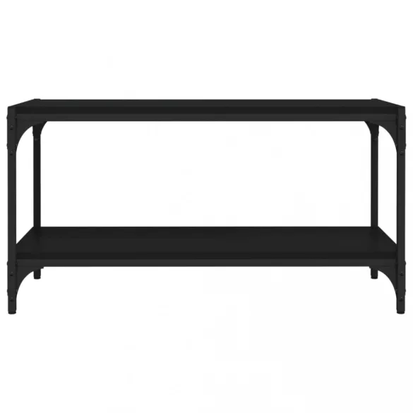 fekete szerelt fa és acél TV-szekrény 80 x 33 x 41 cm