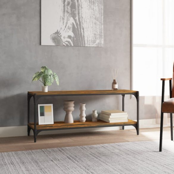 füstös tölgy színű szerelt fa és acél TV-szekrény 100x33x41 cm