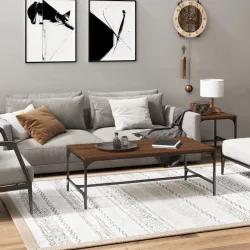   barna tölgyszínű szerelt fa dohányzóasztal 100 x 50 x 35 cm