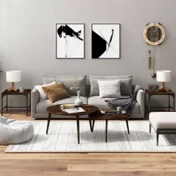   2 db füstös tölgy színű szerelt fa kisasztal 40 x 40 x 35 cm