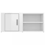 2 db magasfényű fehér szerelt fa TV-szekrény 80x31,5x36 cm