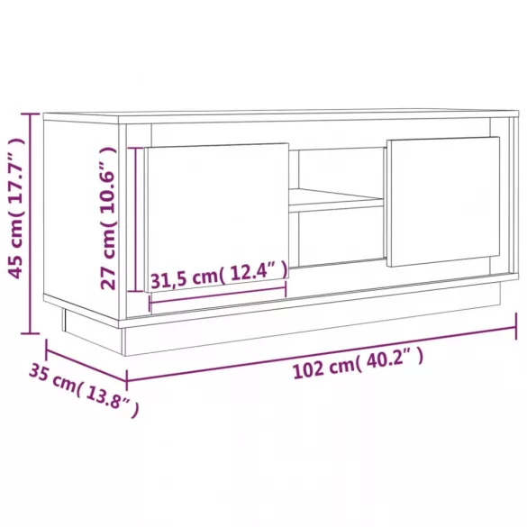 fehér szerelt fa TV-szekrény 102 x 35 x 45 cm