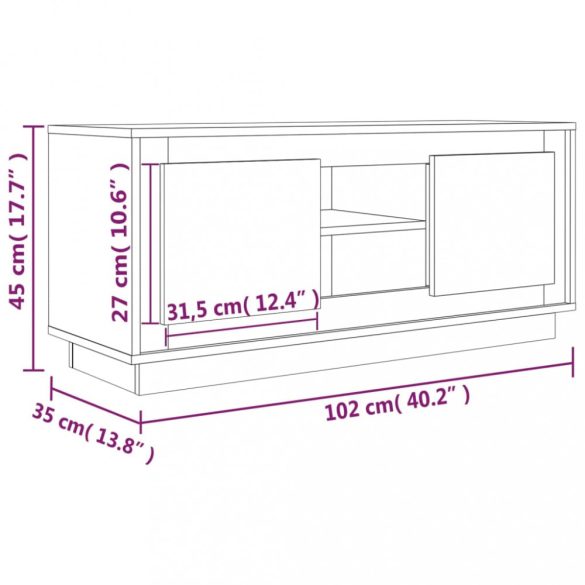 füstös tölgy színű szerelt fa TV-szekrény 102 x 35 x 45 cm