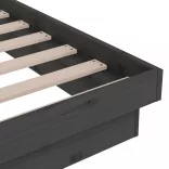 Double szürke tömör fa ágykeret 135 x 190 cm