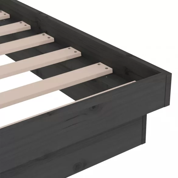 Double szürke tömör fa ágykeret 135 x 190 cm