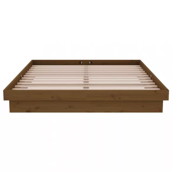 Double mézbarna tömör fa ágykeret 135 x 190 cm