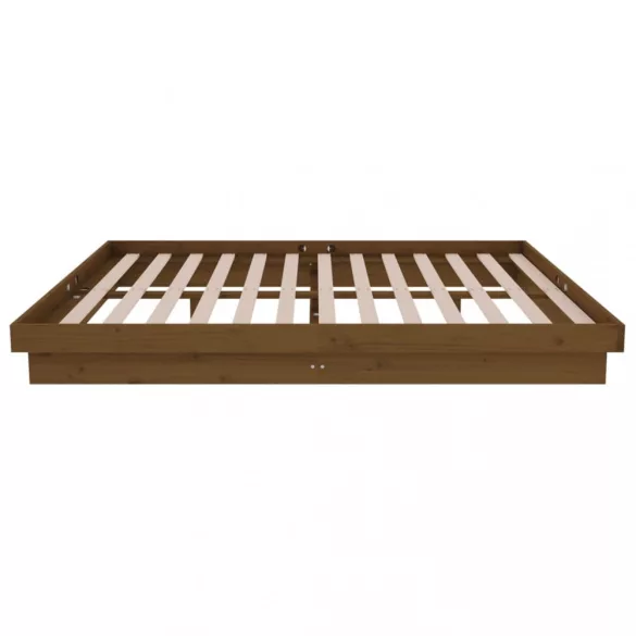 Double mézbarna tömör fa ágykeret 135 x 190 cm