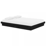 Double fekete tömör fa ágykeret 135 x 190 cm