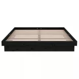 Double fekete tömör fa ágykeret 135 x 190 cm