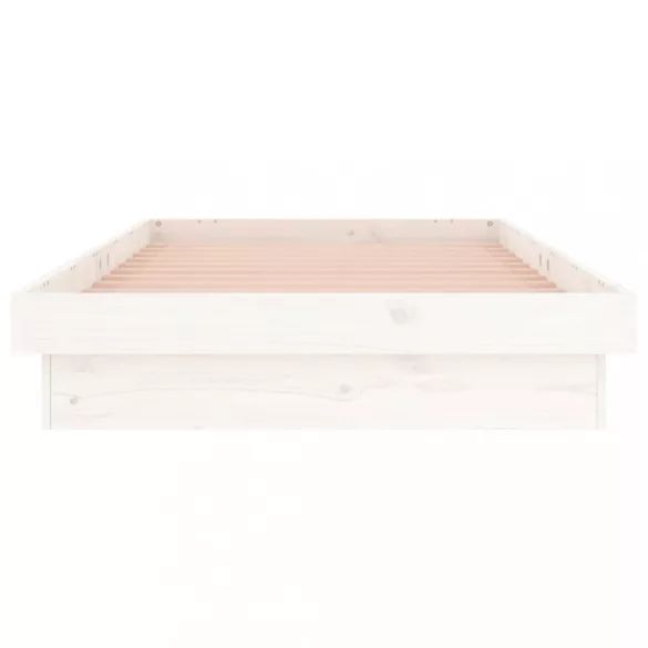 fehér tömör fa ágykeret LED-világítással 90 x 200 cm