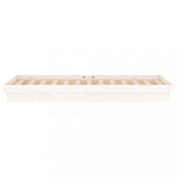 fehér tömör fa ágykeret LED-világítással 90 x 200 cm