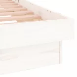 fehér tömör fa ágykeret LED-világítással 90 x 200 cm