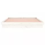 fehér tömör fa ágykeret LED-világítással 140 x 200 cm