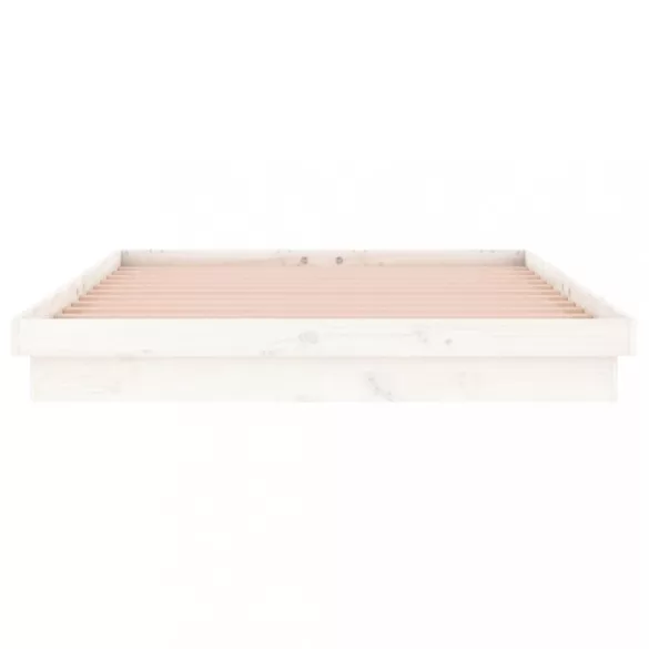 fehér tömör fa ágykeret LED-ekkel 180 x 200 cm (Super King)