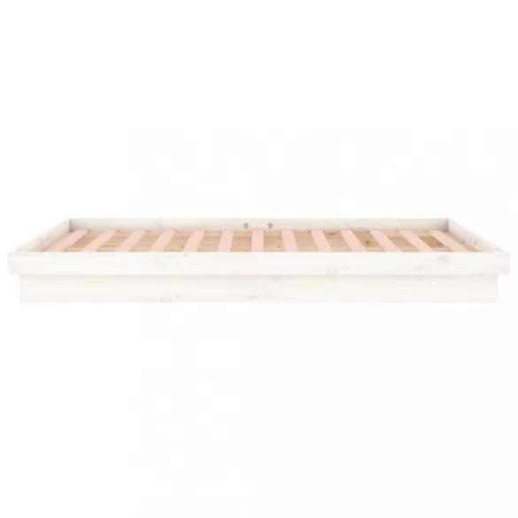 fehér tömör fa ágykeret LED-ekkel 180 x 200 cm (Super King)