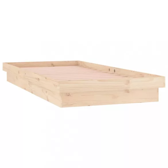 egyszemélyes tömör fa LED-es ágykeret 90 x 190 cm