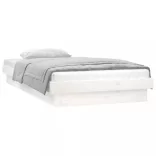 egyszemélyes fehér tömör fa LED-es ágykeret 90 x 190 cm