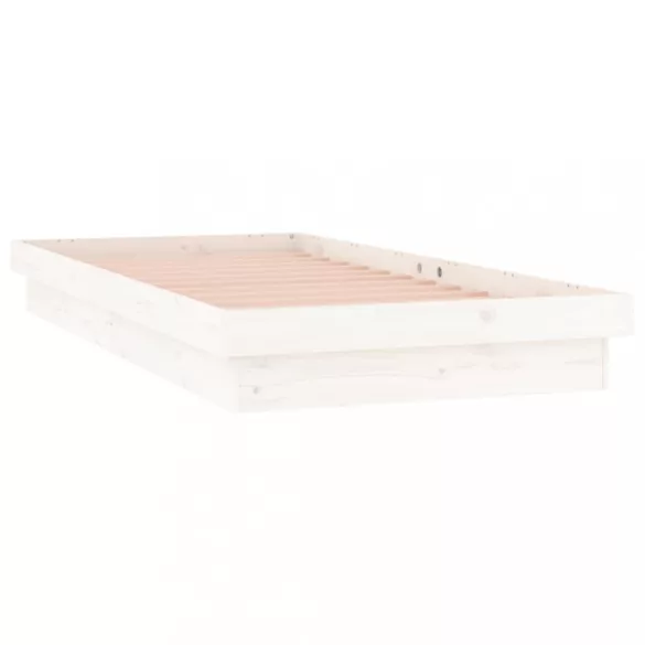 egyszemélyes fehér tömör fa LED-es ágykeret 90 x 190 cm