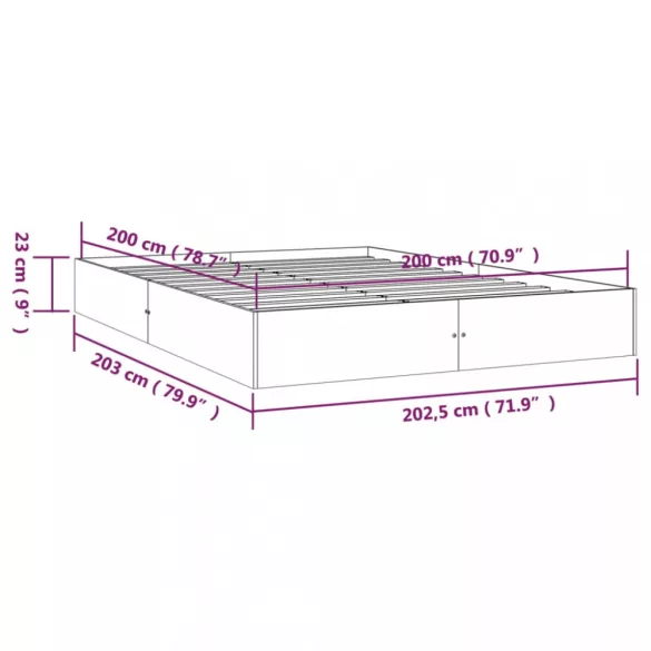 tömör fa ágykeret matrac nélkül 200 x 200 cm