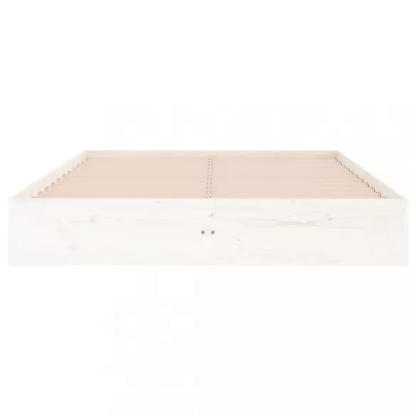 Double fehér tömör fa ágykeret 135 x 190 cm