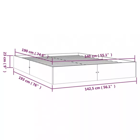 fehér tömör fa ágykeret 140 x 190 cm