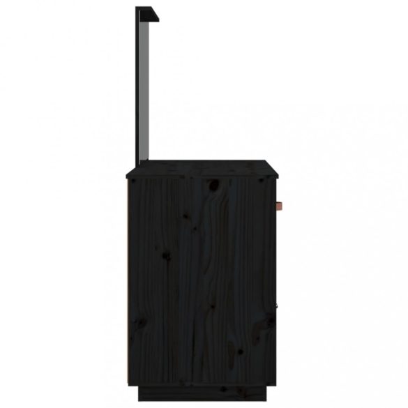 fekete tömör fenyőfa fésülködőasztal 95 x 50 x 134 cm