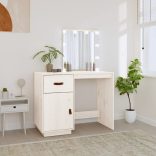 fehér tömör fenyőfa fésülködőasztal LED-del 95 x 50 x 133,5 cm