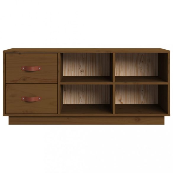 mézbarna tömör fenyőfa cipőtároló pad 100 x 34 x 45 cm