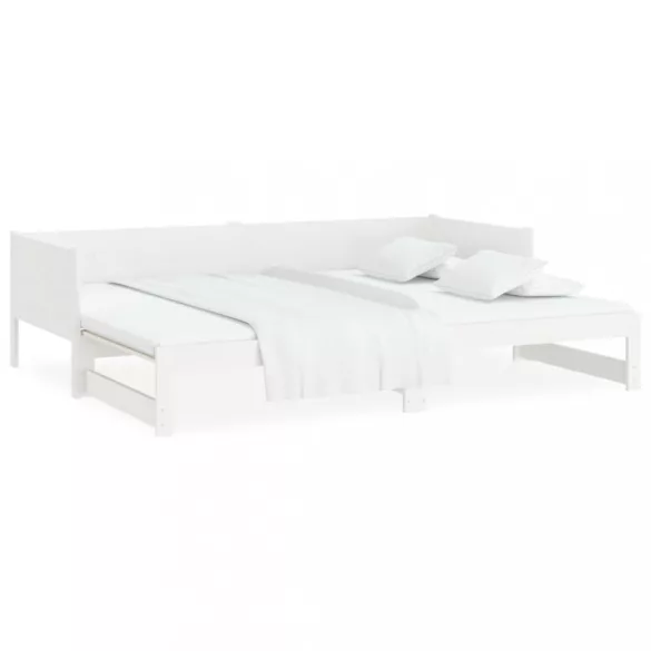 fehér tömör fenyőfa kihúzható kanapéágy 2x(80x200) cm