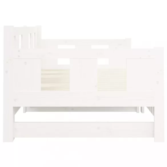 fehér tömör fenyőfa kihúzható kanapéágy 2 x (90 x 190) cm