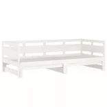 fehér tömör fenyőfa kihúzható kanapéágy 2 x (90 x 200) cm