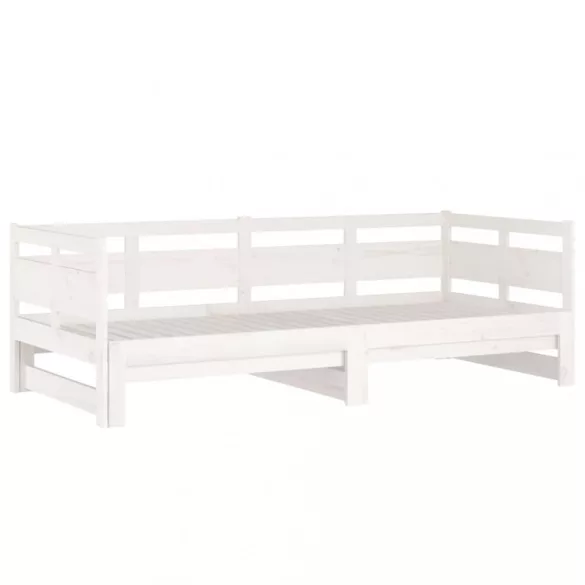 fehér tömör fenyőfa kihúzható kanapéágy 2 x (90 x 200) cm