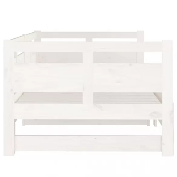 fehér tömör fenyőfa kihúzható kanapéágy 2 x (90 x 200) cm