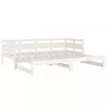 fehér tömör fenyőfa kihúzható kanapéágy 2 x (90 x 200) cm