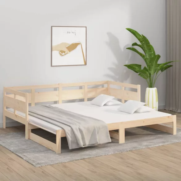 tömör fenyőfa kihúzható kanapéágy 2 x (80 x 200) cm
