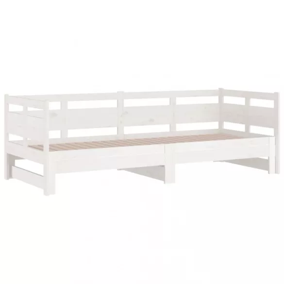 fehér tömör fenyőfa kihúzható kanapéágy 2 x (80 x 200) cm